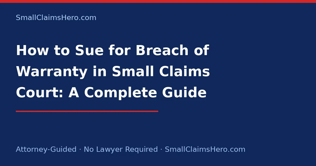 How to Sue for Breach of Warranty in Small Claims Court: A Complete Guide
