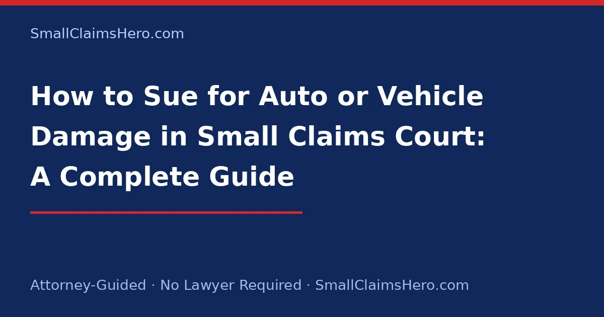 How to Sue for Auto or Vehicle Damage in Small Claims Court: A Complete Guide