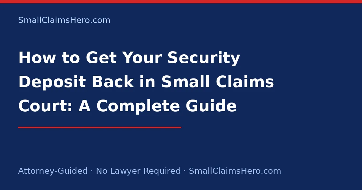 How to Get Your Security Deposit Back in Small Claims Court: A Complete Guide