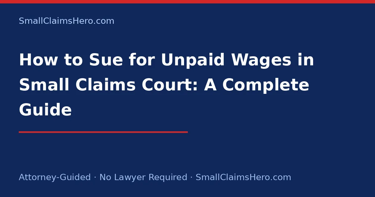 How to Sue for Unpaid Wages in Small Claims Court: A Complete Guide